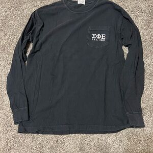 SigEp Comfort Colors Black Long Sleeve Tee with Pocket Design